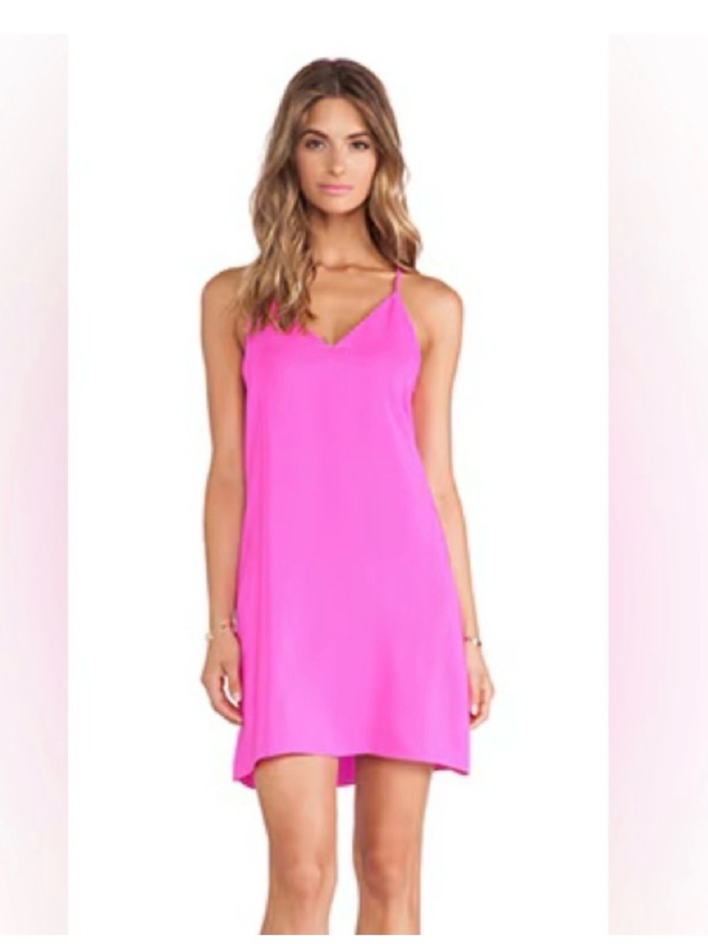 Amanda Uprichard Hot Pink Silk Slip Dress Size P Small